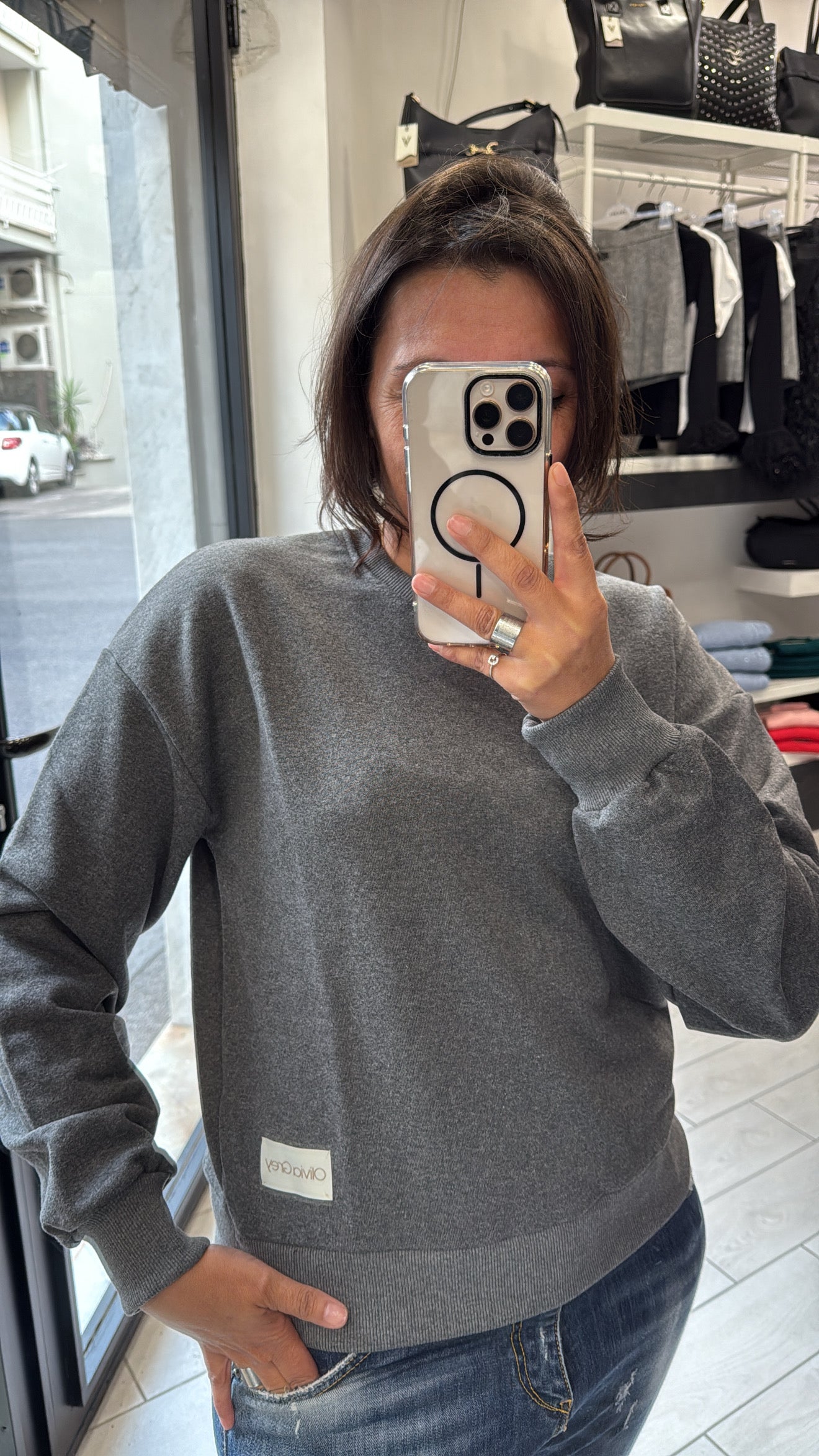 Felpa Olivia Grey basic