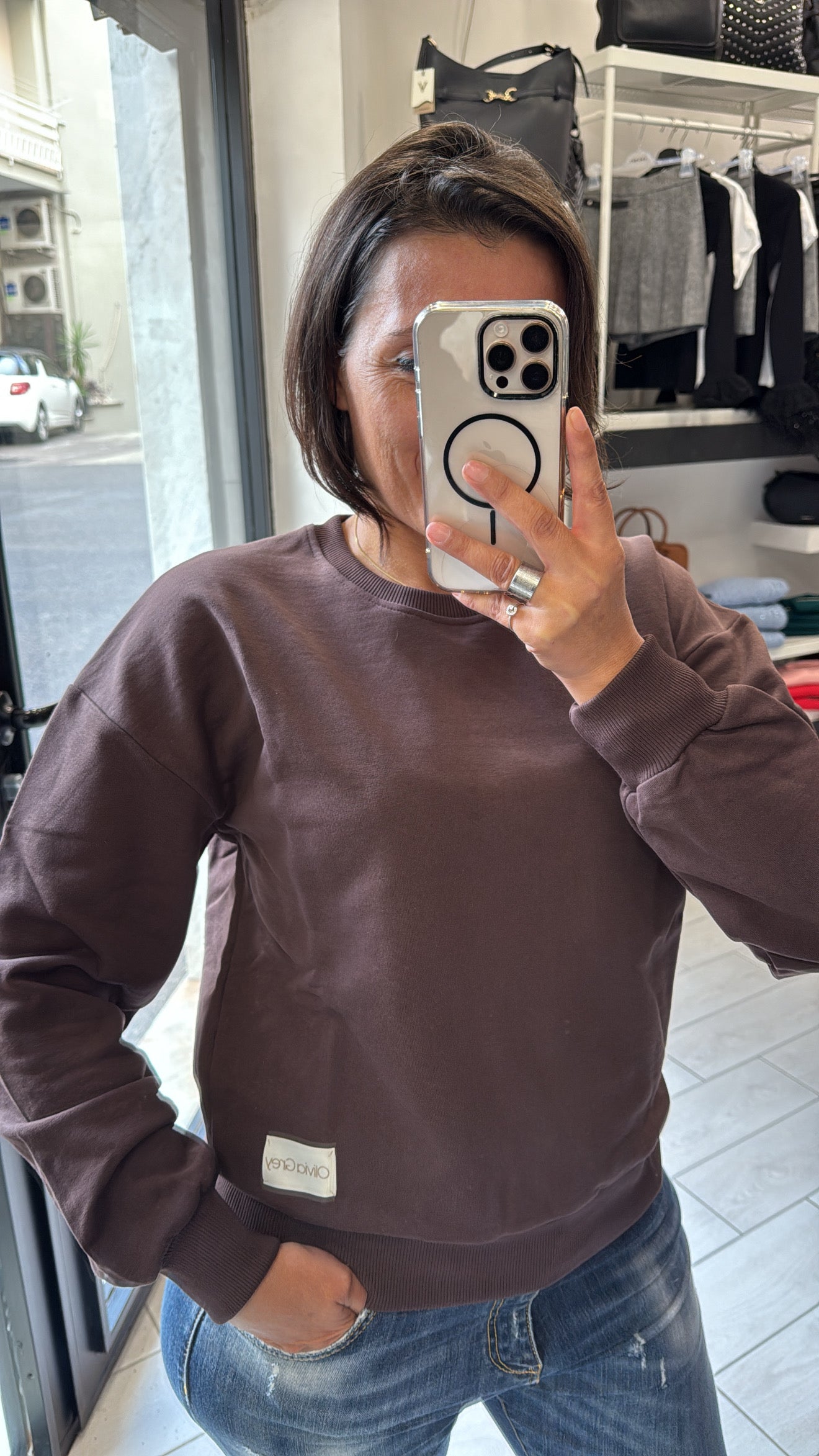 Felpa Olivia Grey basic